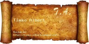 Timko Albert névjegykártya